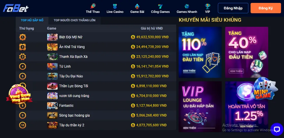 Các trò chơi nổ hũ 95vn12 với giao diện đầy màu sắc và jackpot lớn